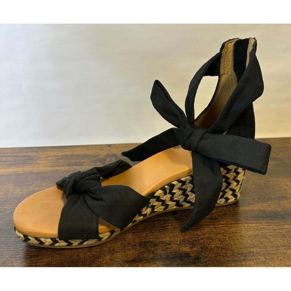 UGG Yarrow Espadrille Wedge Sandals Ankle Bow Tie Zipper Size 8.5 Boho Festival - Picture 14 of 16